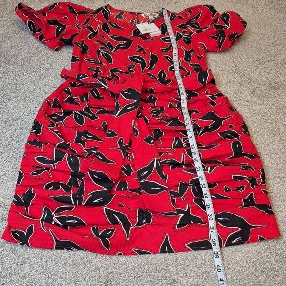 WALTER BAKER Farrah Ruched Mini Dress In Bold Persimmon Size XL - Picture 7 of 8